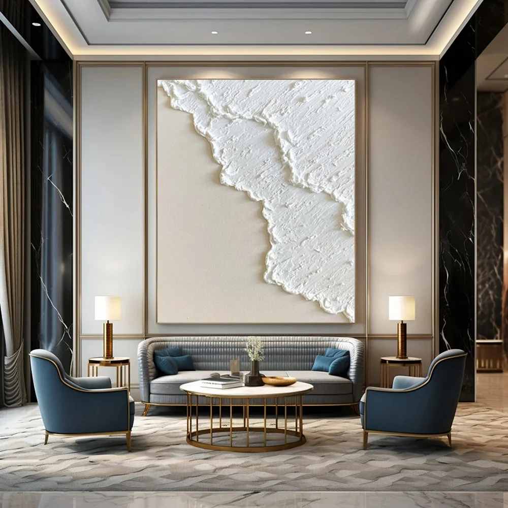 Format Hand-painted Living White Office Abstract Canvas Artwork 3EJKP